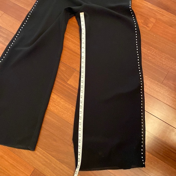 JS Collections EUC Palazzo Flowy Open Side Rhinestone Ladies Black Pants Sz 8 - Picture 15 of 16